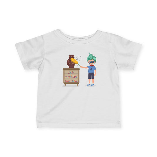 Infant Fine Jersey Tee - Super kiddo cleaning a vase