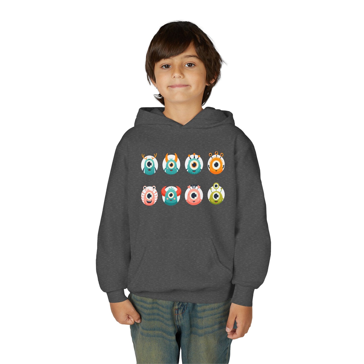 Youth Heavy Blend Hooded Sweatshirt - One eye monsters