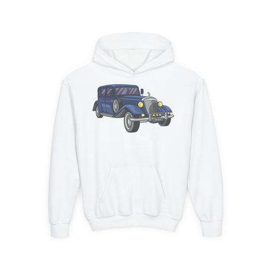 Youth Heavy Blend Hooded Sweatshirt -  vintage retro car
