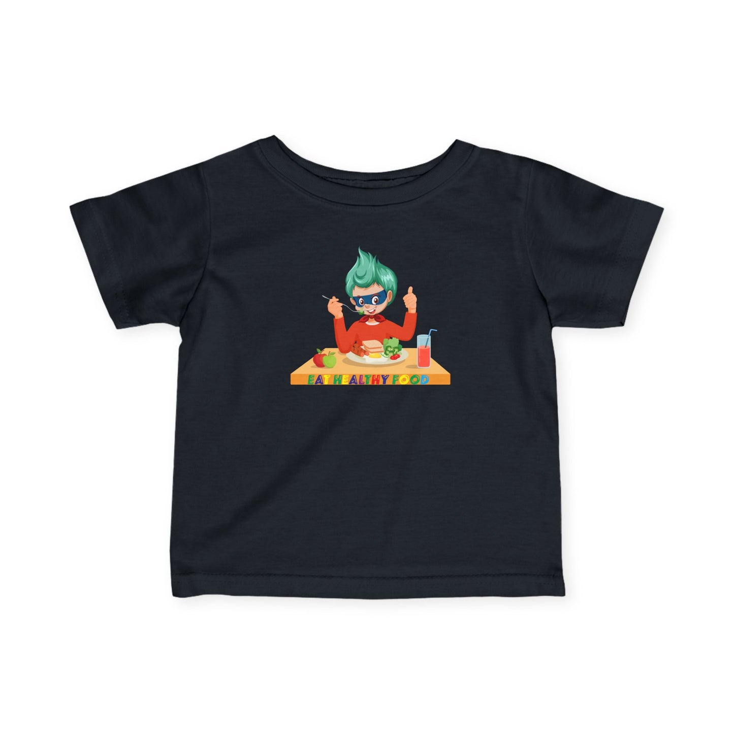 Infant Fine Jersey Tee - Super kiddo eating healthy breafast
