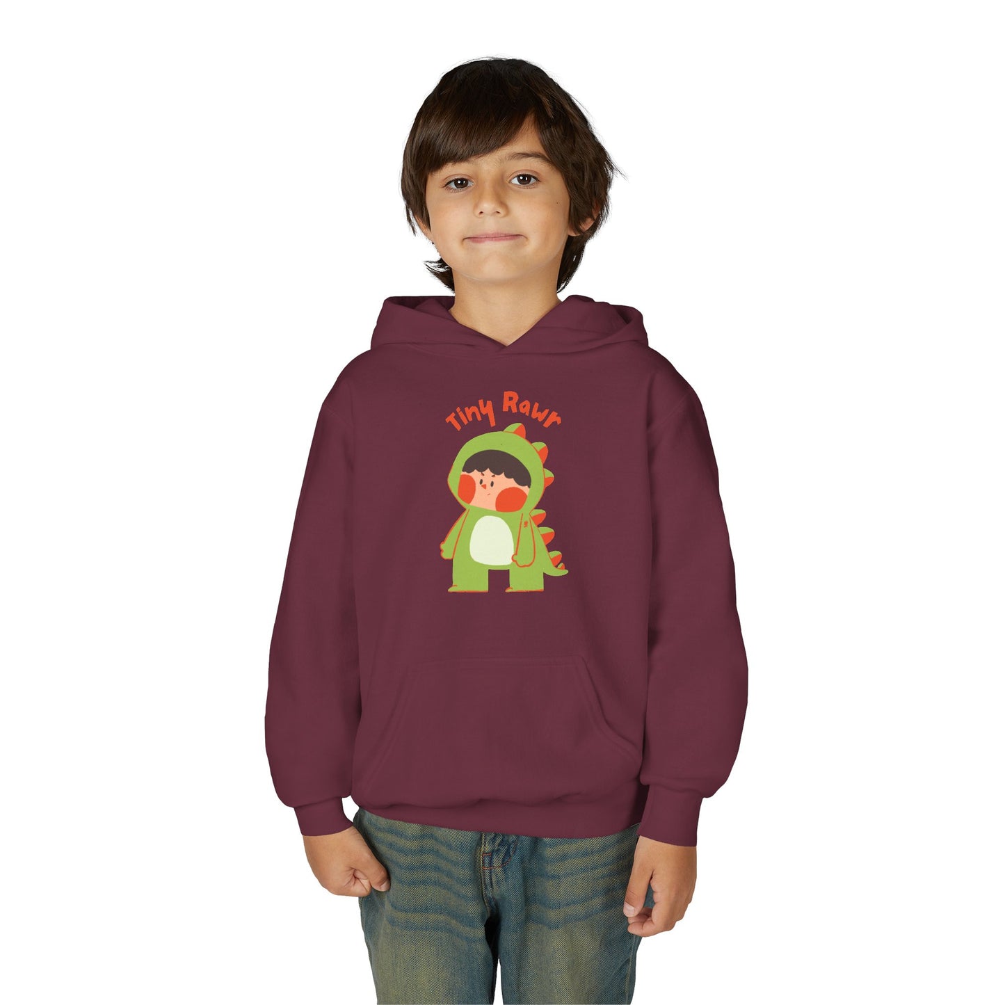 Youth Heavy Blend Hooded Sweatshirt - Tiny Raur, Cute Dino