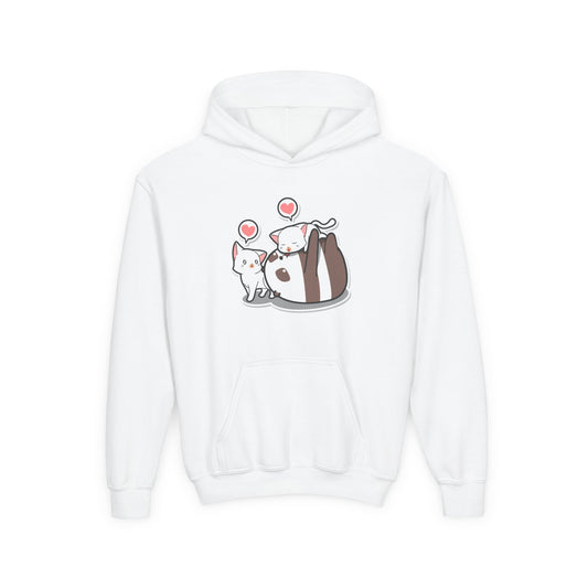 Youth Heavy Blend Hooded Sweatshirt - The panda and cat