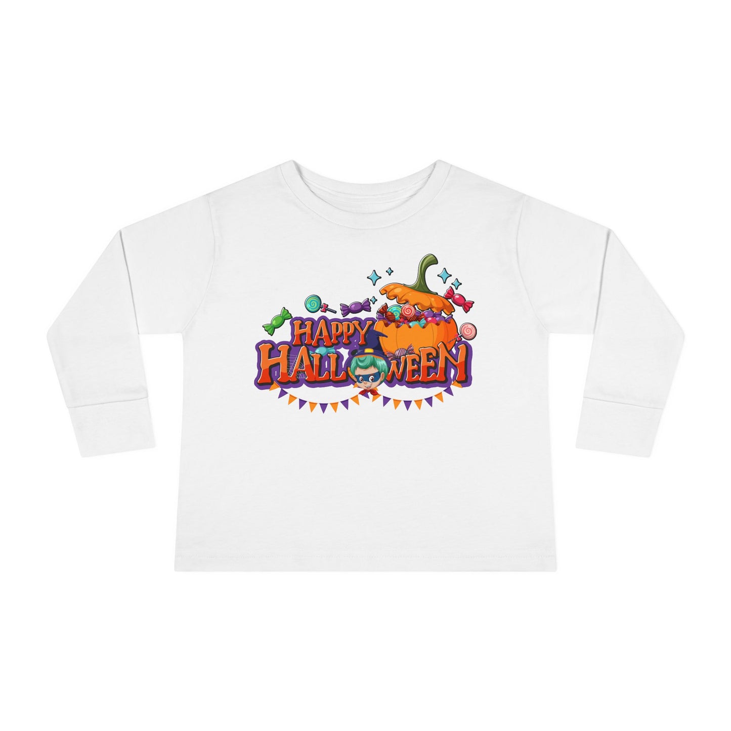 Toddler Long Sleeve Tee - Happy halloween banner