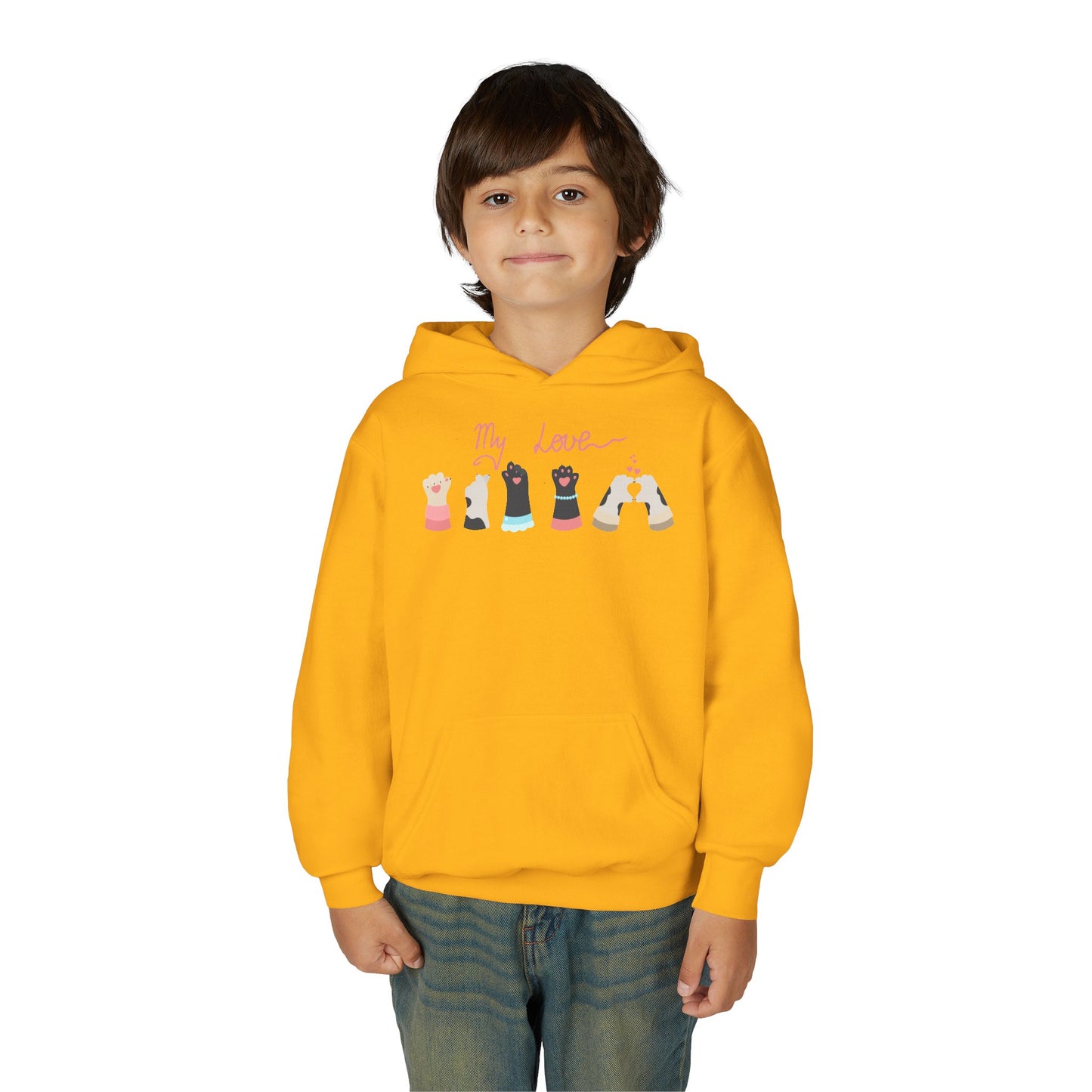 Youth Heavy Blend Hooded Sweatshirt - Paw My love