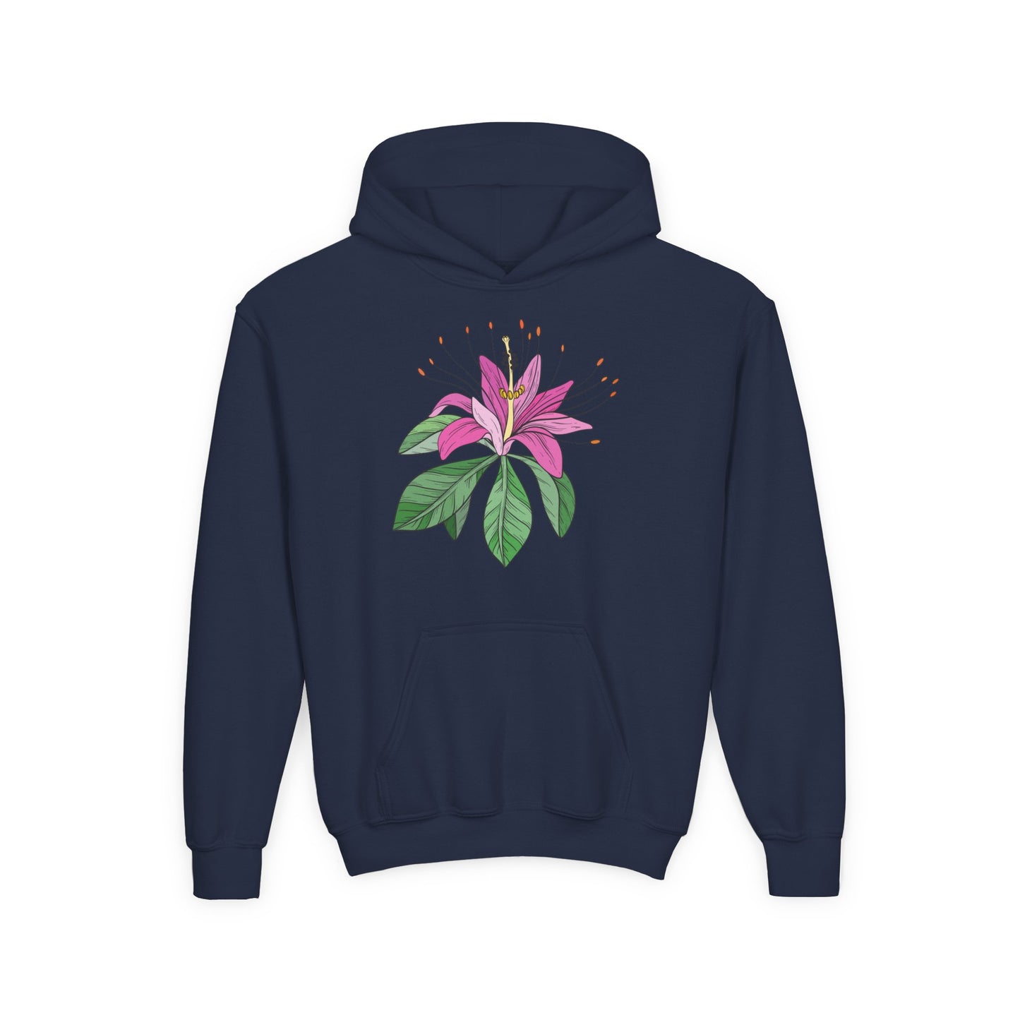 Youth Heavy Blend Hooded Sweatshirt - Purple flower