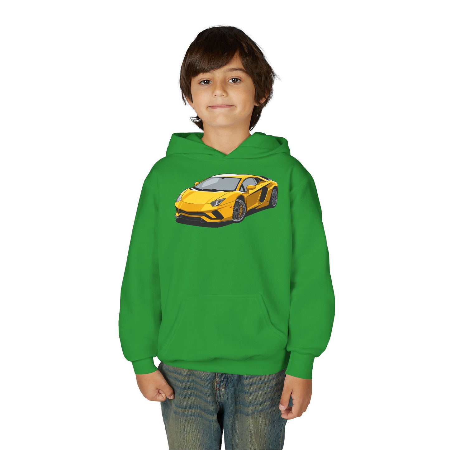 Youth Heavy Blend Hooded Sweatshirt - Yellow super car