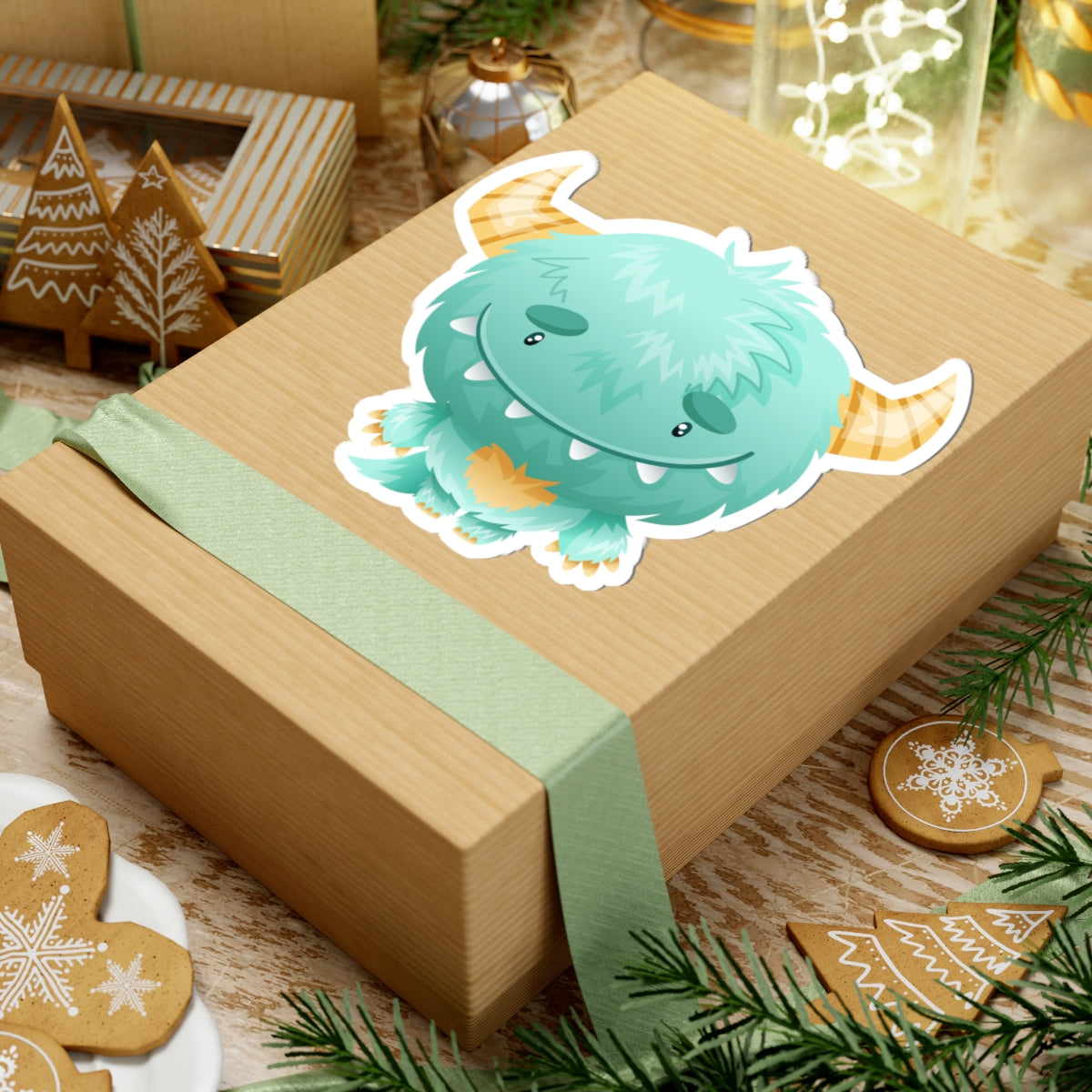 Kiss-Cut Vinyl Decals - Cute green baby monster