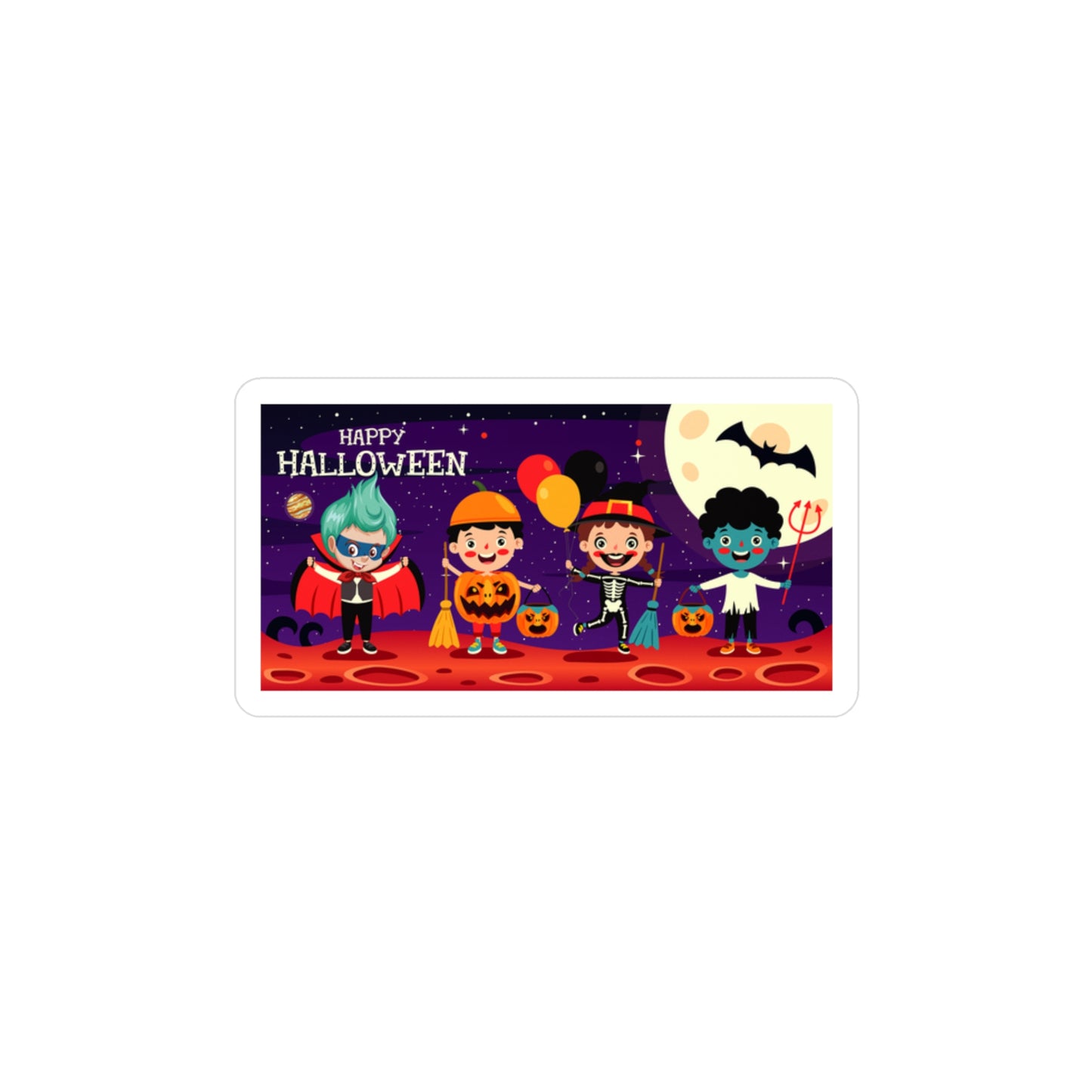 Halloween Kiss-Cut Vinyl Decals – Super kiddo with friends on holloween