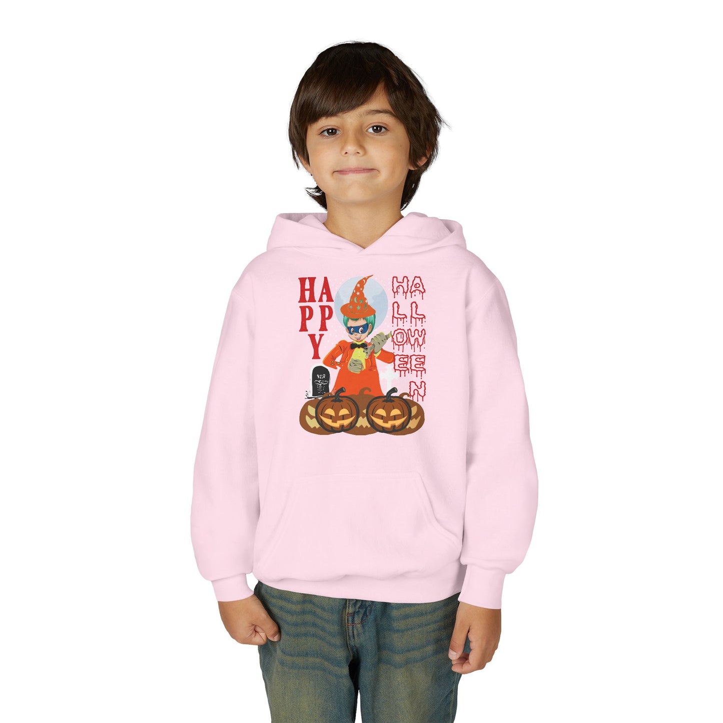 Youth Heavy Blend Hooded Sweatshirt - Holloween design by super kiddo