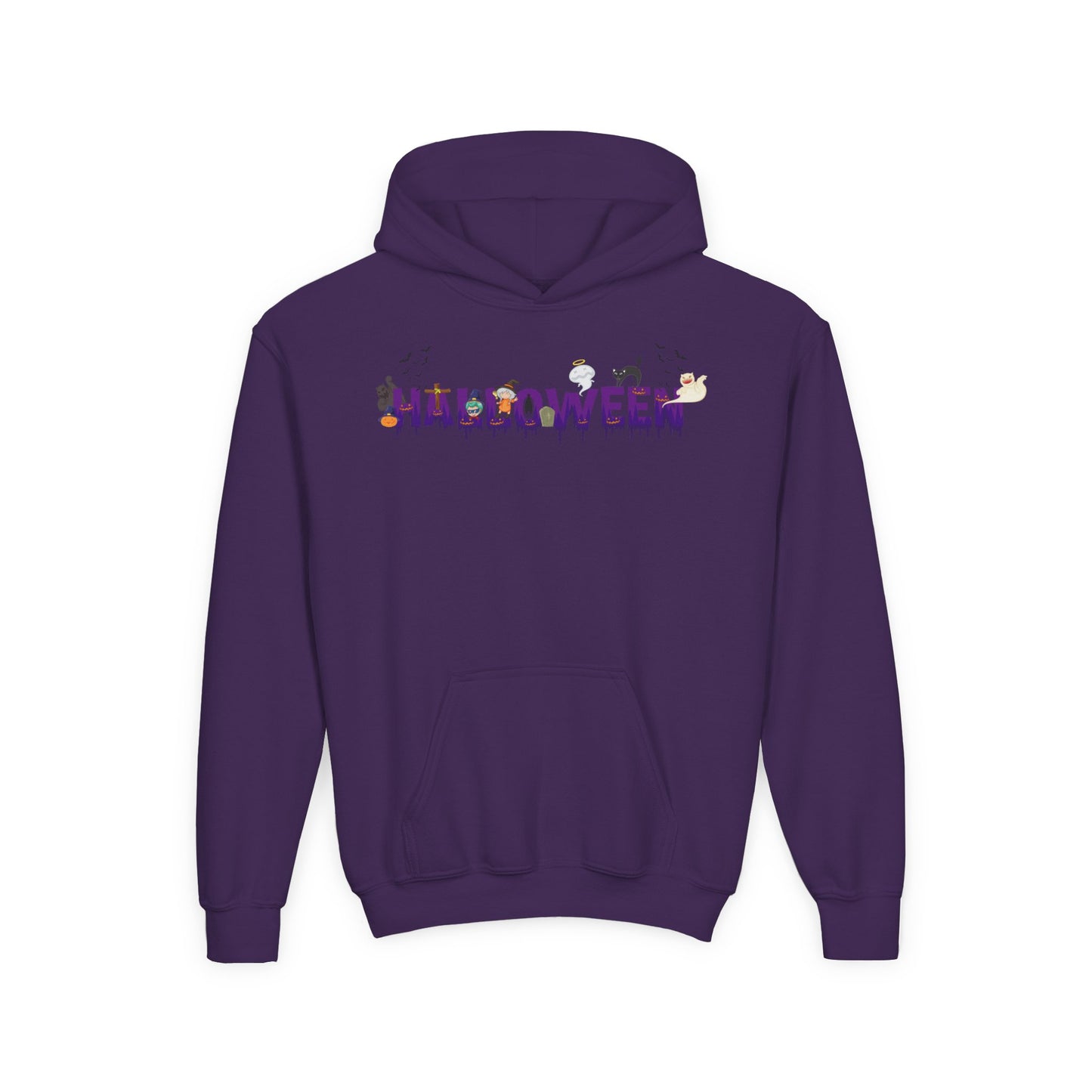 Youth Heavy Blend Hooded Sweatshirt - Holloween word