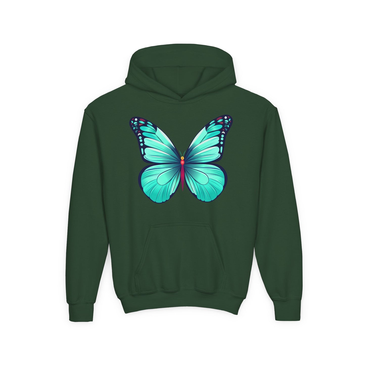 Youth Heavy Blend Hooded Sweatshirt - Butterfly - blue