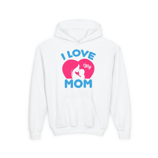 Youth Heavy Blend Hooded Sweatshirt -  i love my mom logo