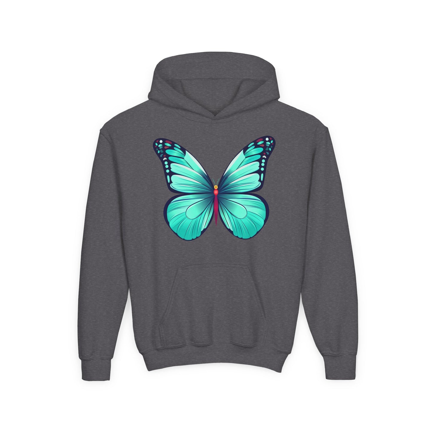 Youth Heavy Blend Hooded Sweatshirt - Butterfly - blue