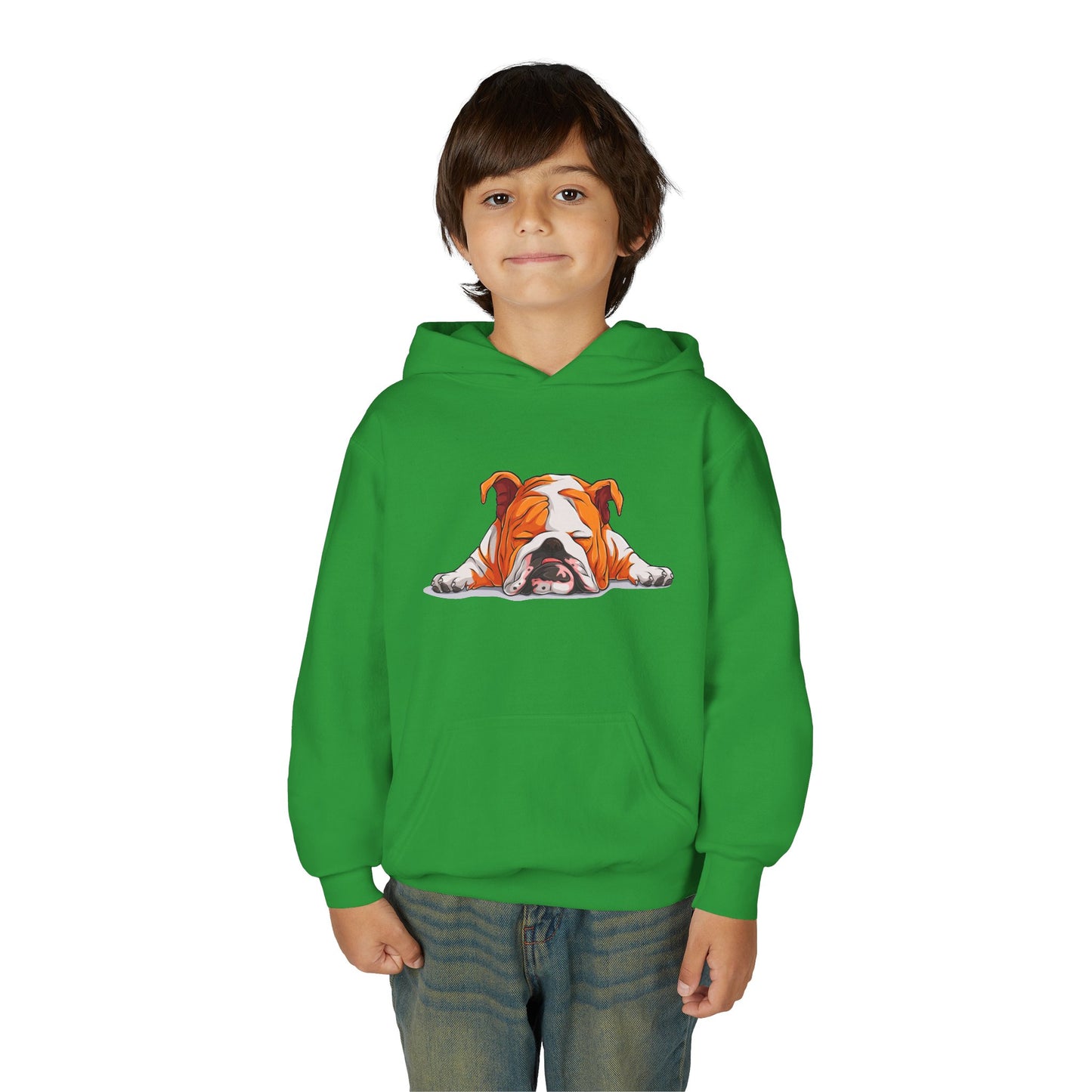 Youth Heavy Blend Hooded Sweatshirt -  Sleeping english bulldog