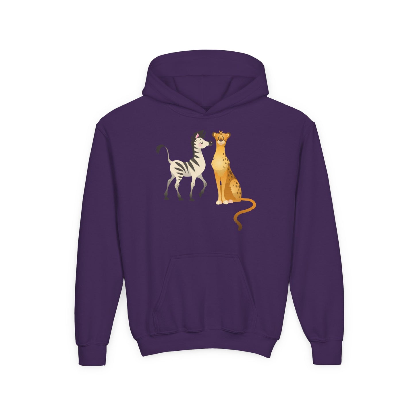 Youth Heavy Blend Hooded Sweatshirt - The zebra and tiger