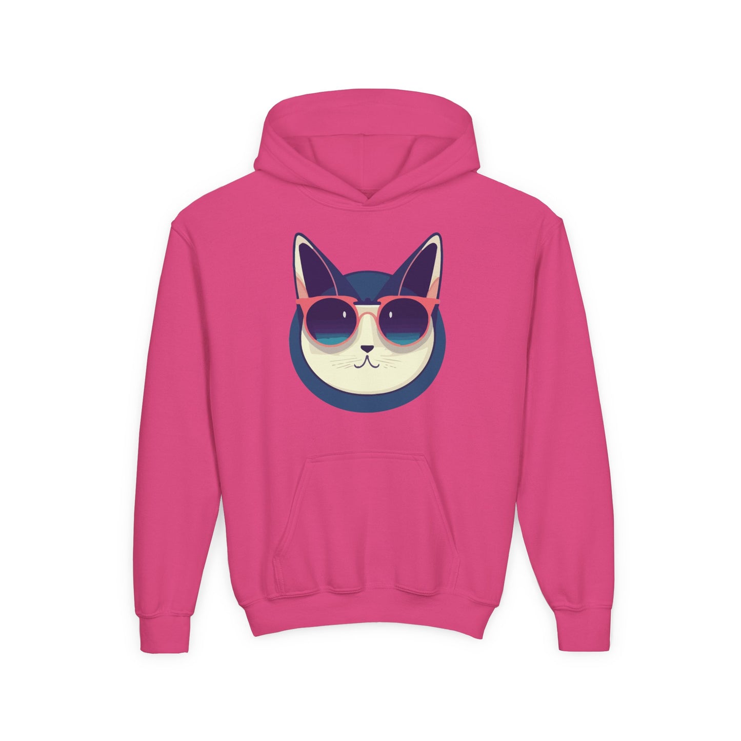 Youth Heavy Blend Hooded Sweatshirt - Cool Cat Sunglasses