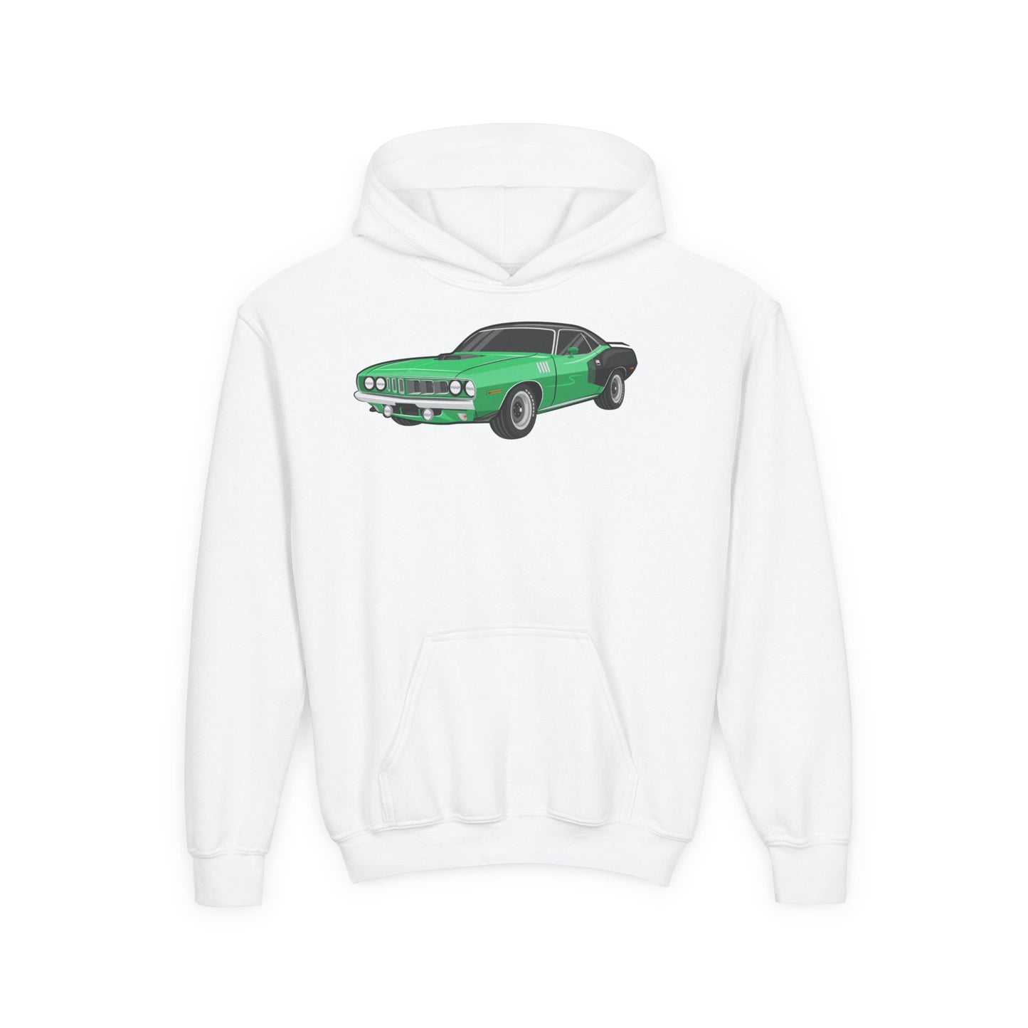 Youth Heavy Blend Hooded Sweatshirt - Vintage green car