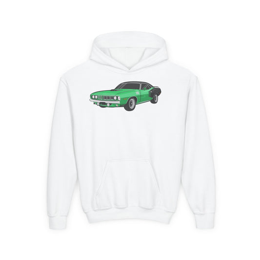 Youth Heavy Blend Hooded Sweatshirt - Vintage green car