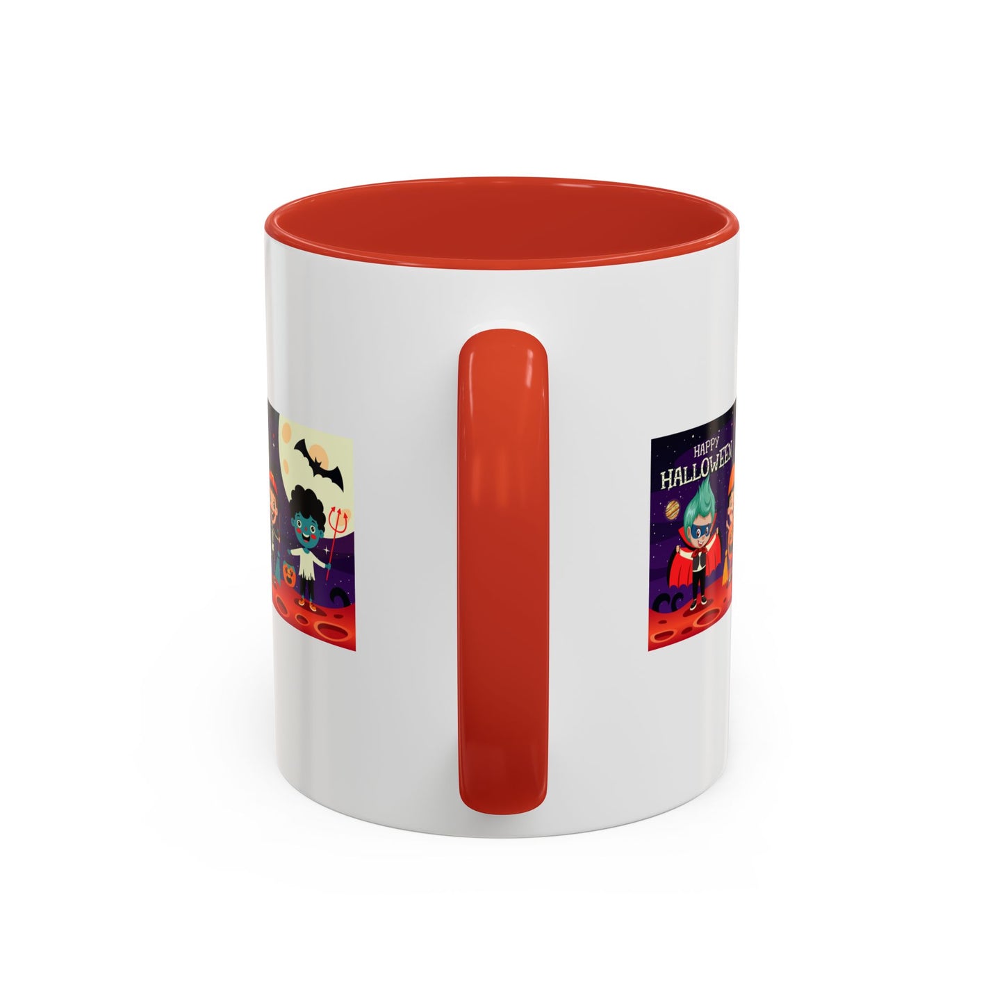 Accent Coffee Mug - Super kiddo with friends on holloween