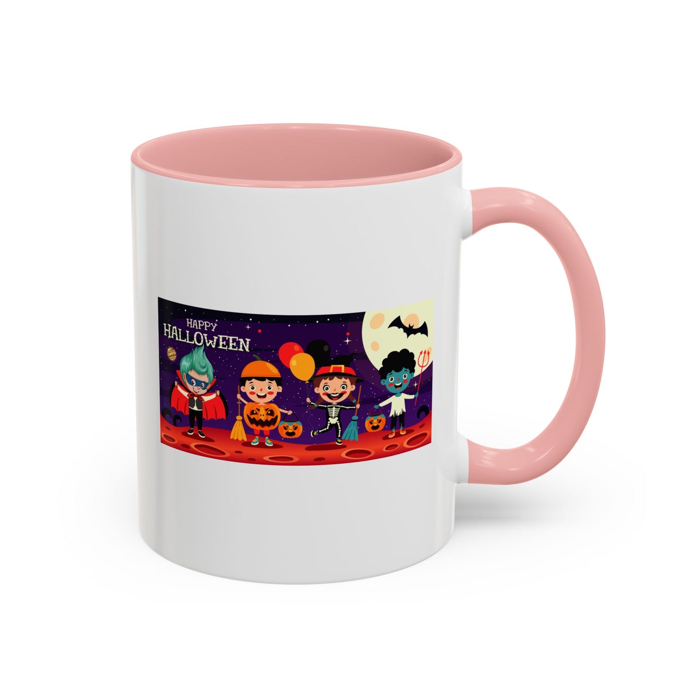 Accent Coffee Mug - Super kiddo with friends on holloween