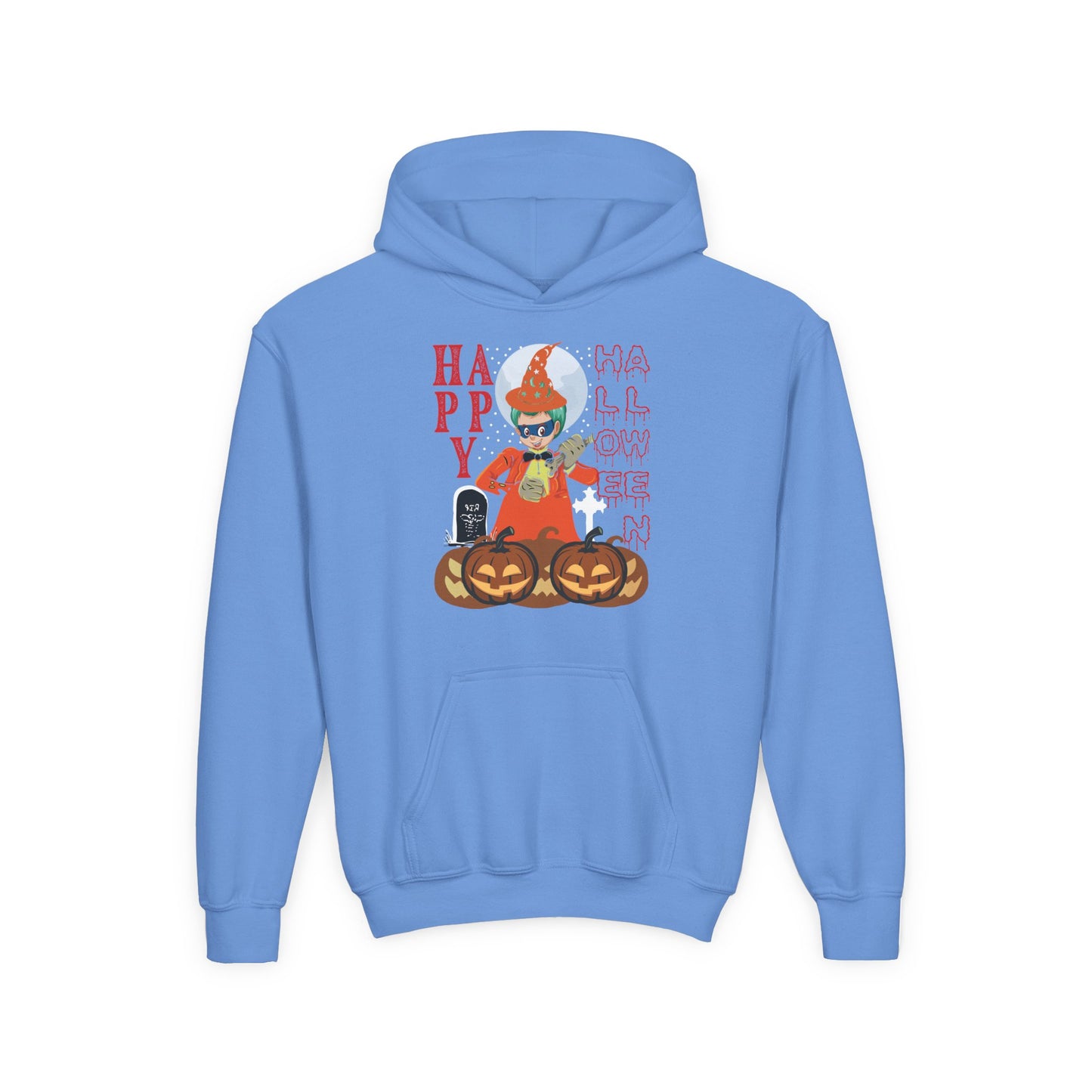 Youth Heavy Blend Hooded Sweatshirt - Holloween design by super kiddo