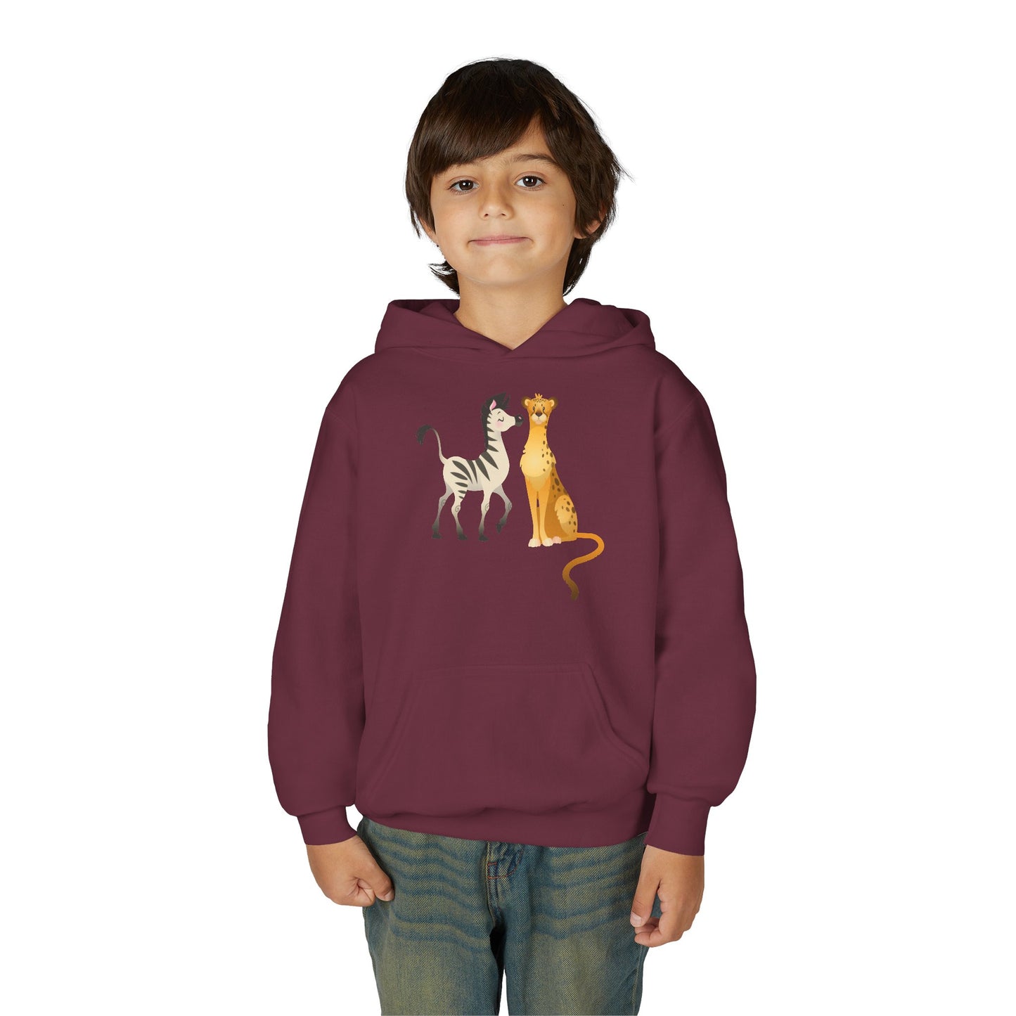 Youth Heavy Blend Hooded Sweatshirt - The zebra and tiger