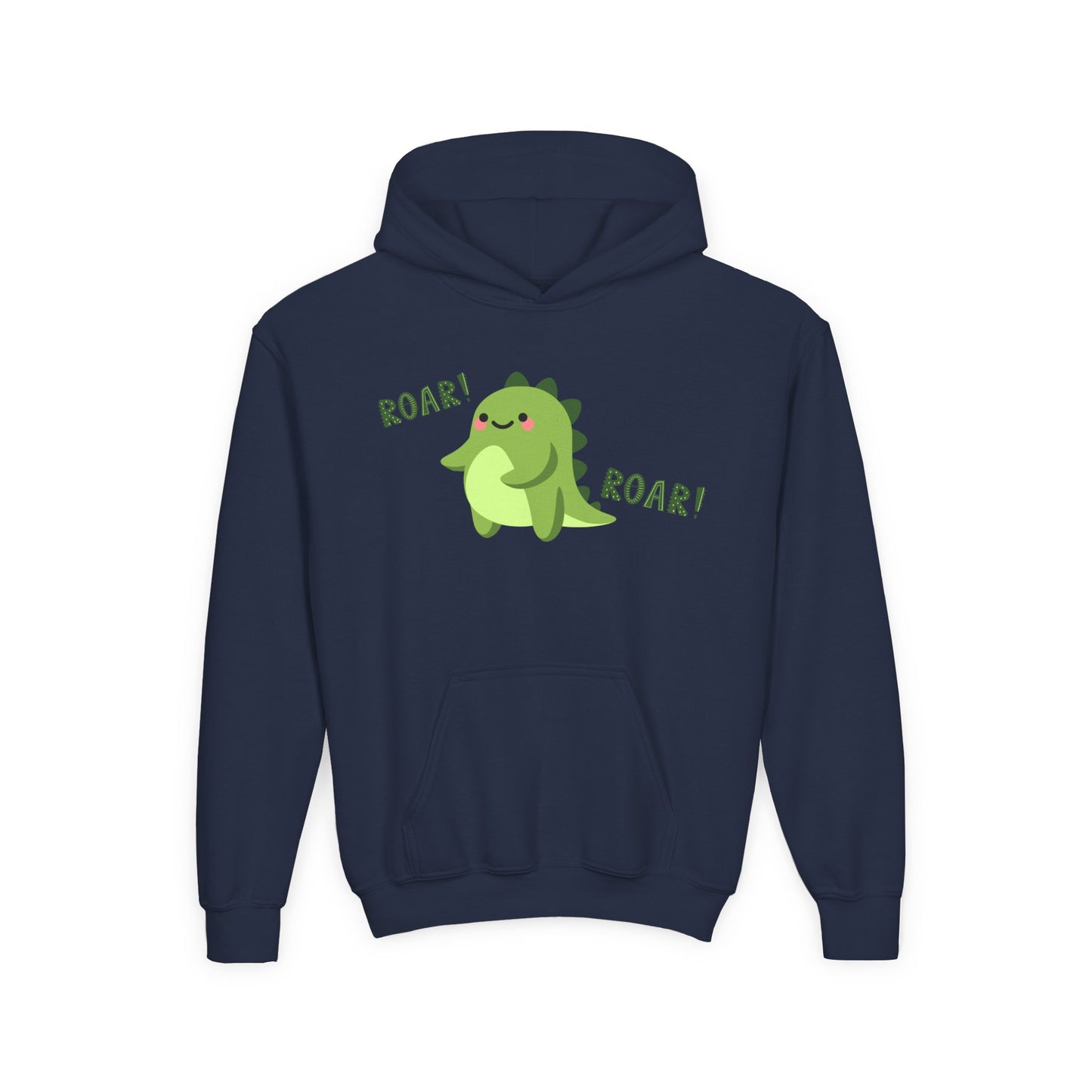 Youth Heavy Blend Hooded Sweatshirt - Cute Dinosaur Roar
