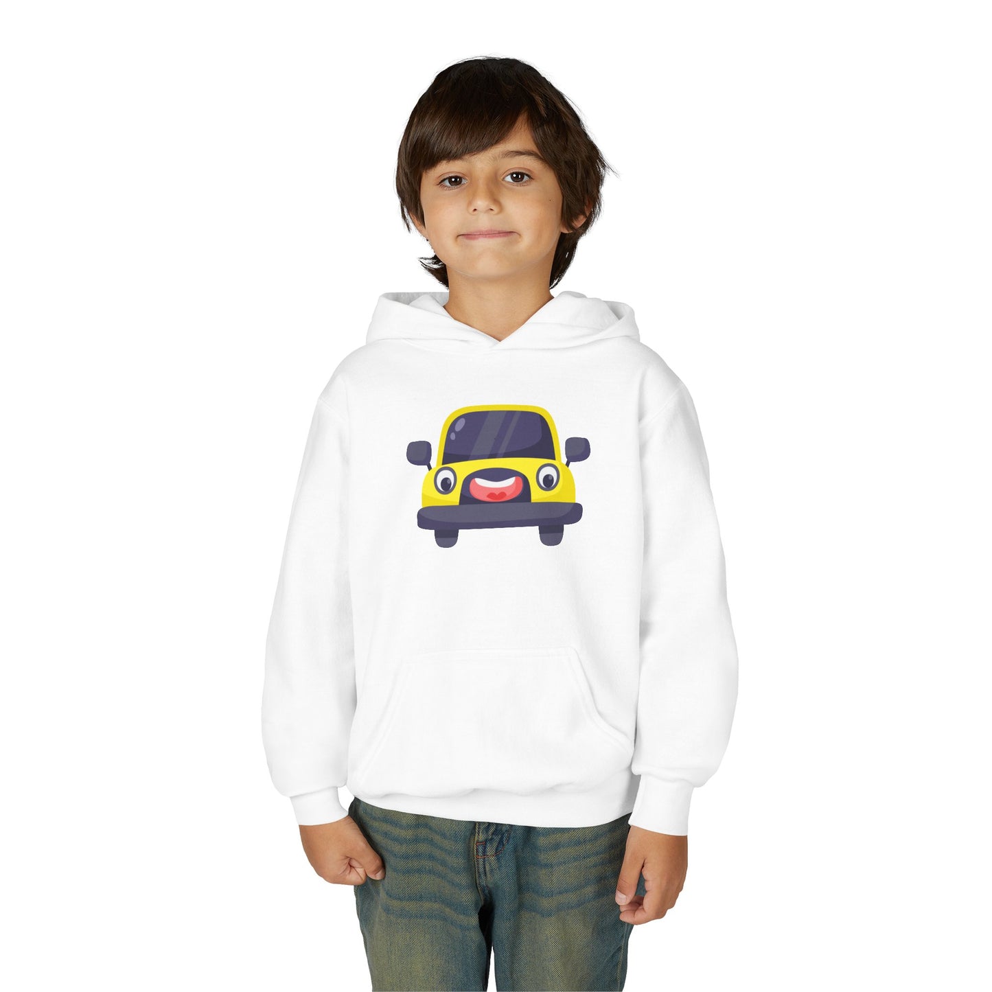 Youth Heavy Blend Hooded Sweatshirt - The yellow car