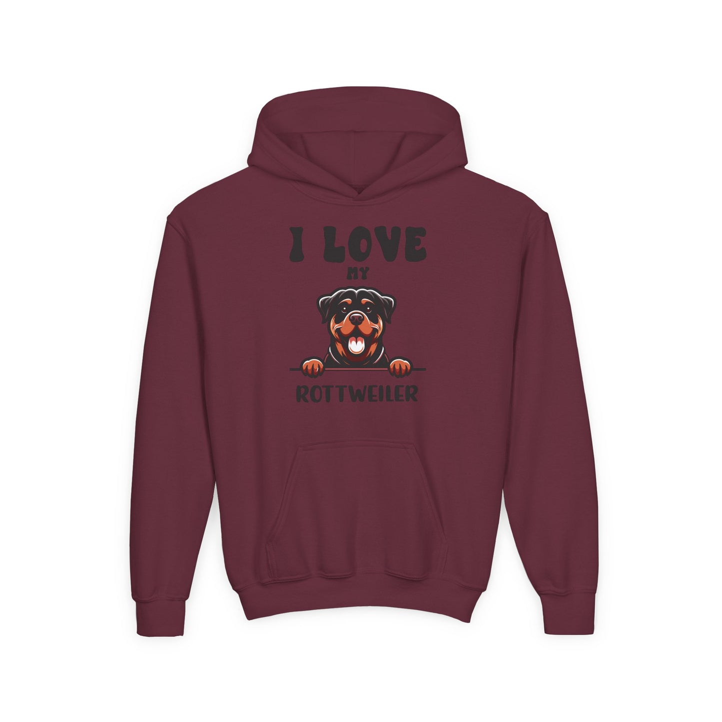 Youth Heavy Blend Hooded Sweatshirt - I love my Rottweiler