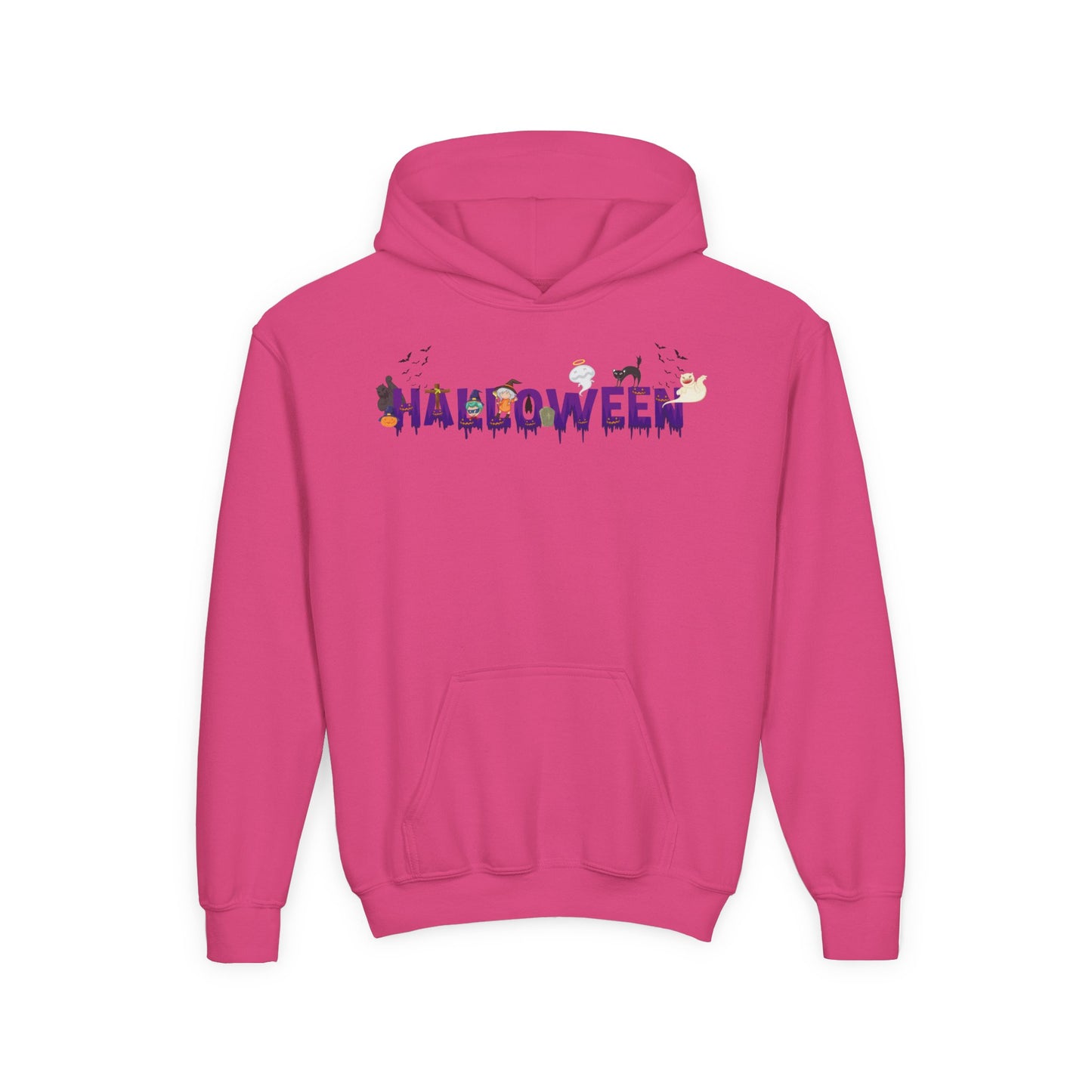 Youth Heavy Blend Hooded Sweatshirt - Holloween word