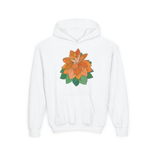 Youth Heavy Blend Hooded Sweatshirt - Orange flower