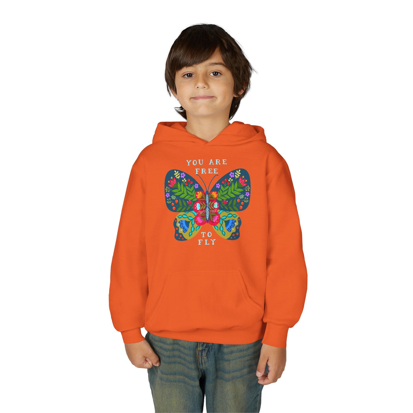 Youth Heavy Blend Hooded Sweatshirt - You are free to fly