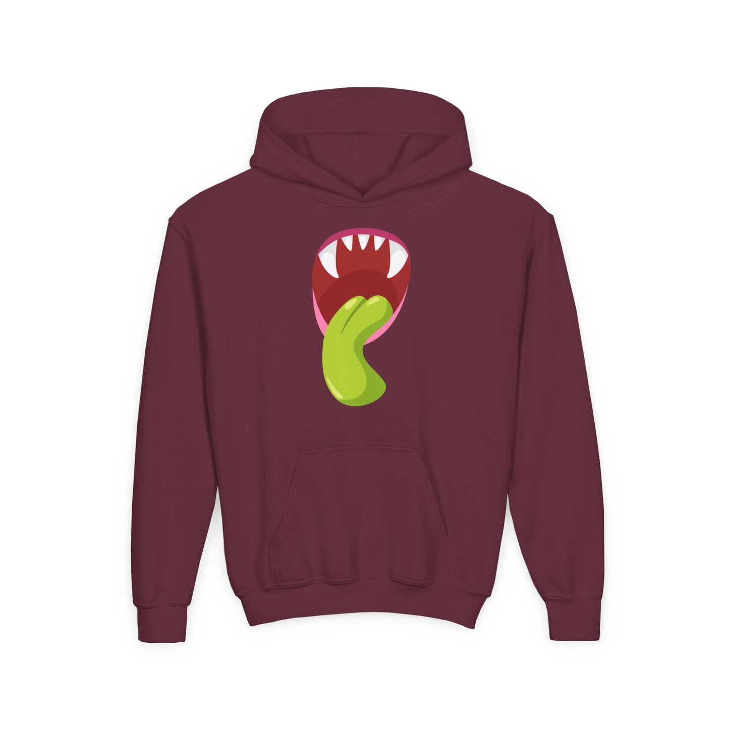 Youth Heavy Blend Hooded Sweatshirt - Monster showing tongue