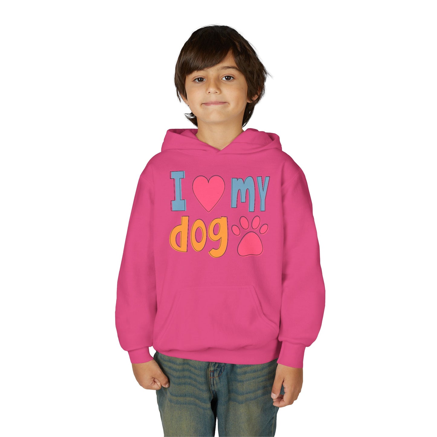 Youth Heavy Blend Hooded Sweatshirt - I love my dog