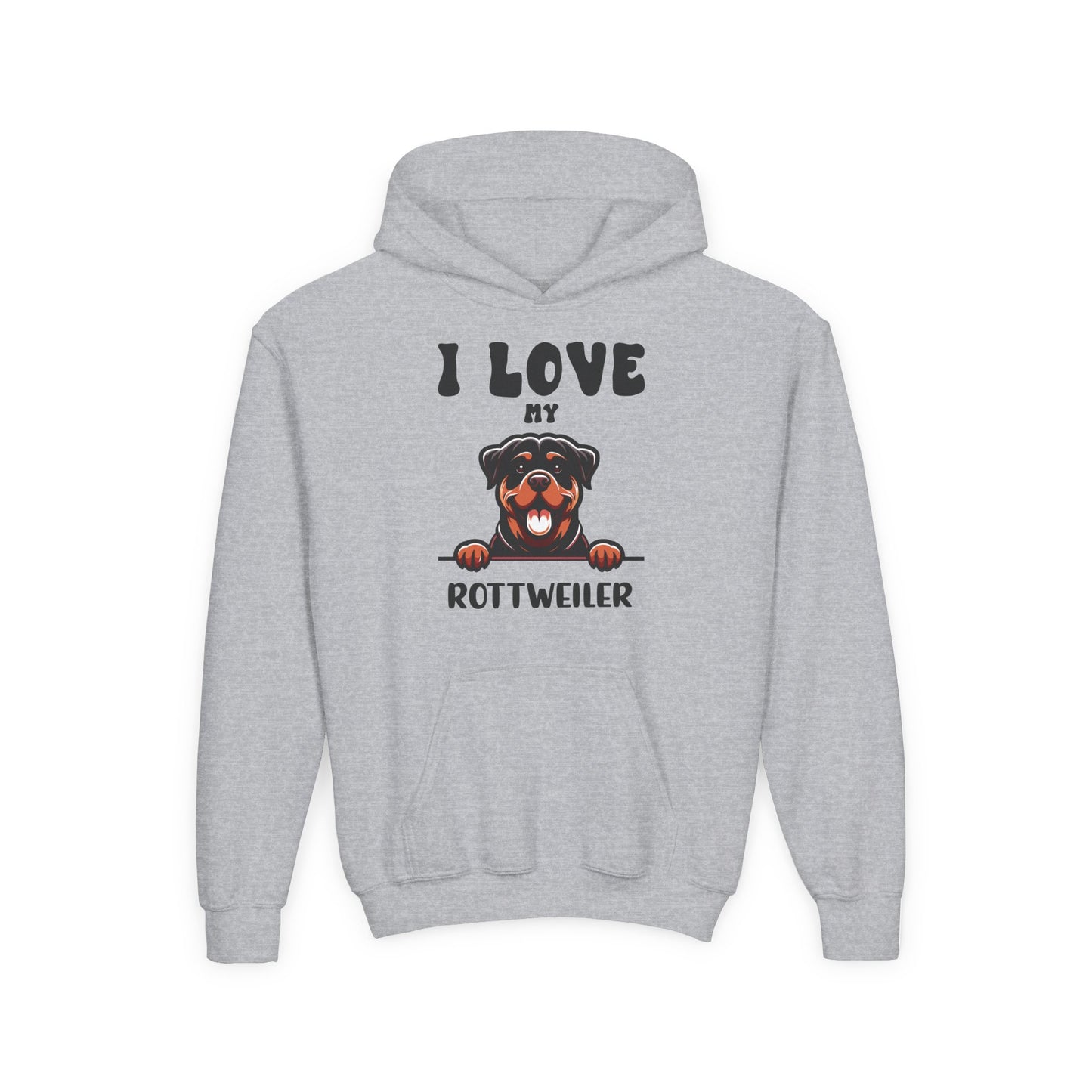 Youth Heavy Blend Hooded Sweatshirt - I love my Rottweiler