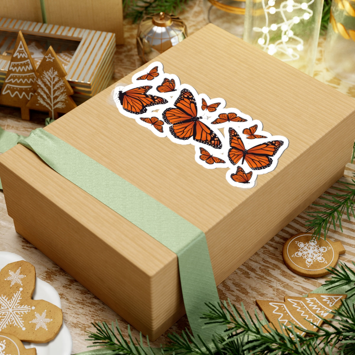 Kiss-Cut Vinyl Decals - Set of orange monarch butterfly