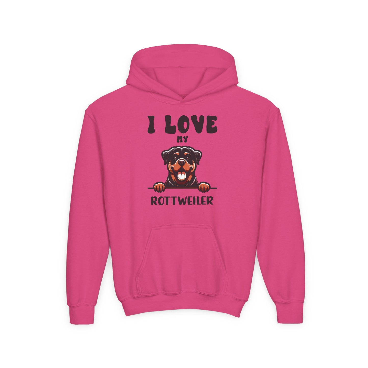 Youth Heavy Blend Hooded Sweatshirt - I love my Rottweiler