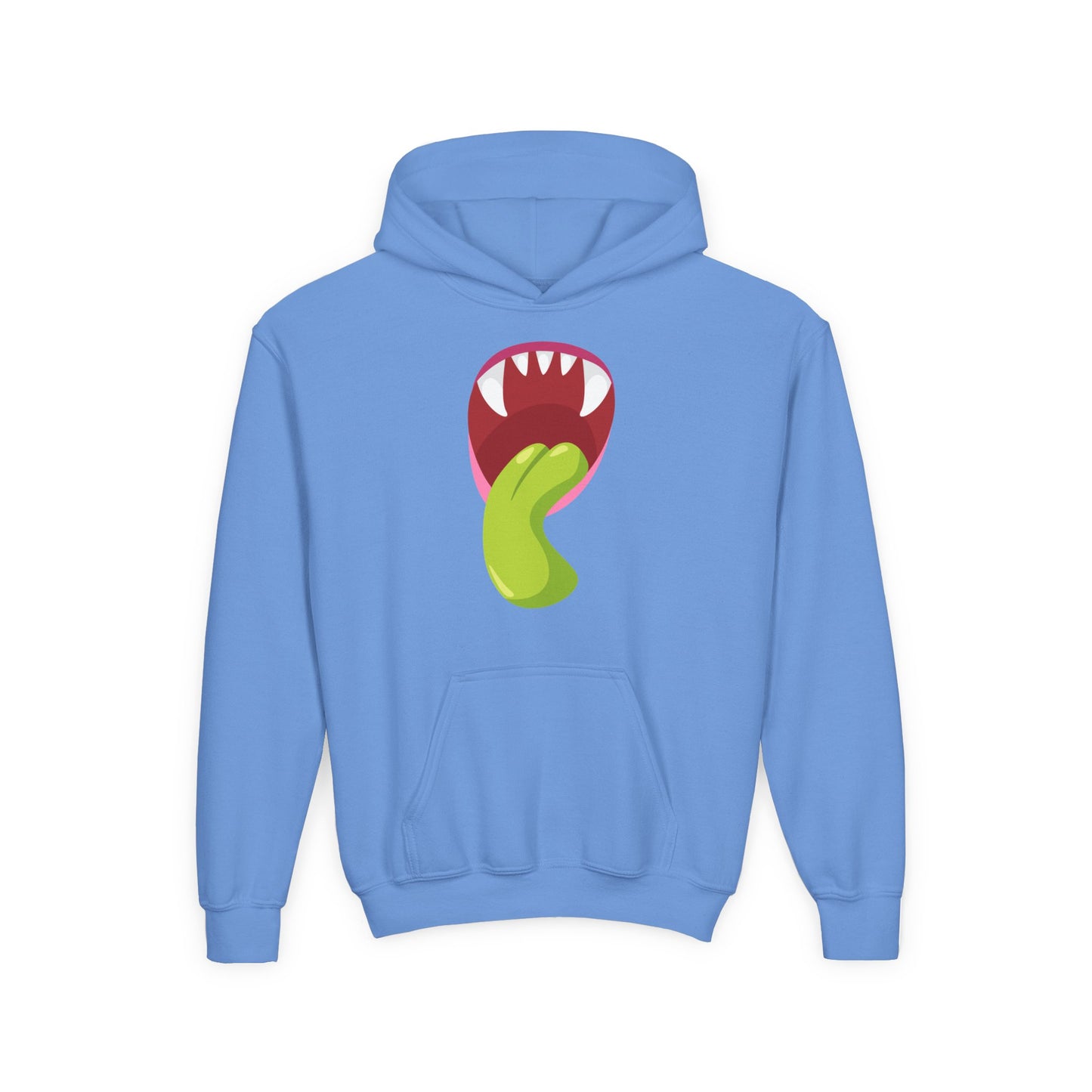 Youth Heavy Blend Hooded Sweatshirt - Monster showing tongue