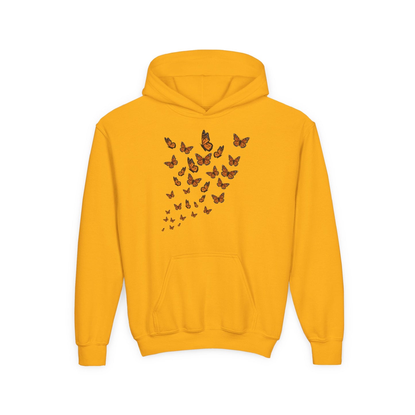 Youth Heavy Blend Hooded Sweatshirt - Group of monarch butterfly