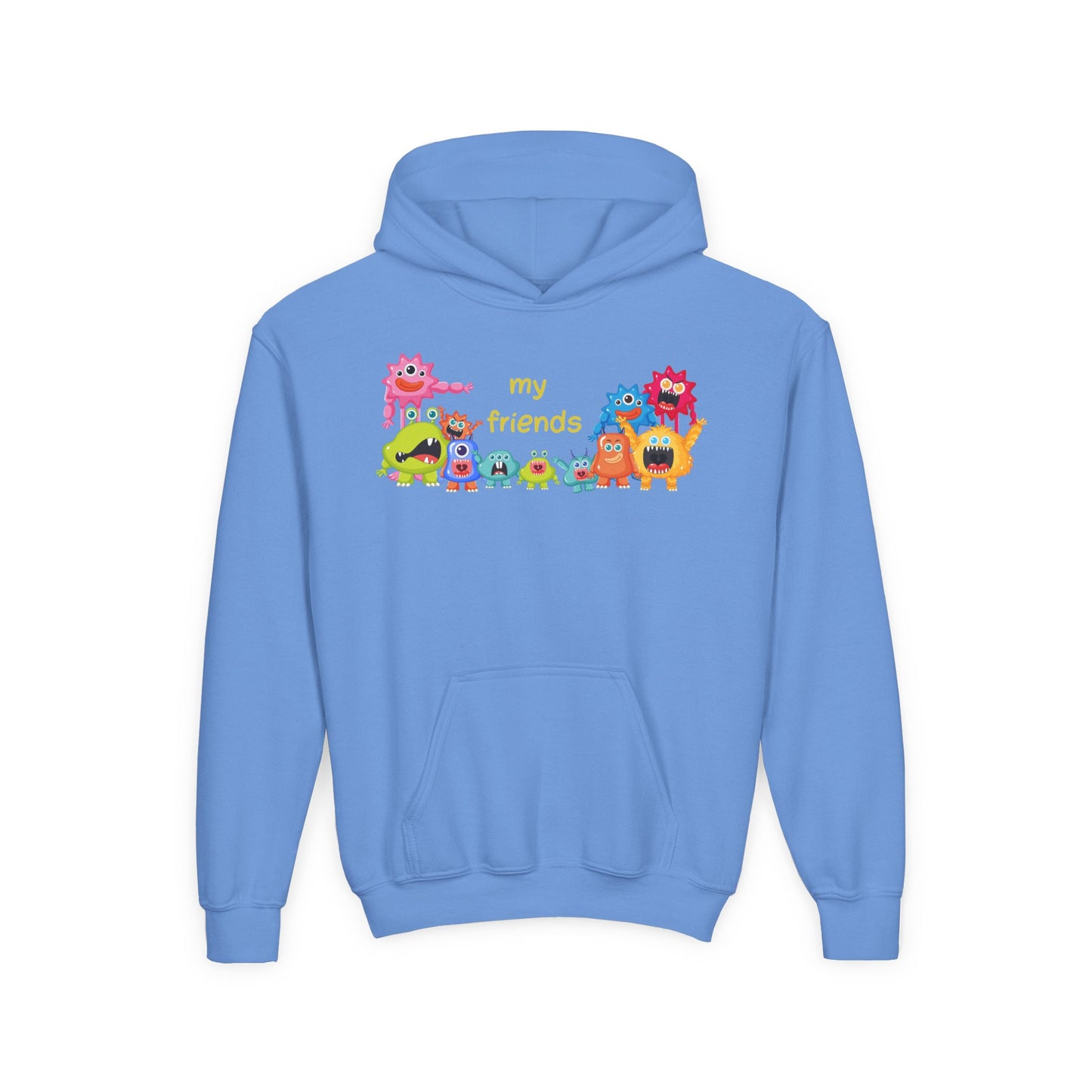 Youth Heavy Blend Hooded Sweatshirt - Colorful Monster Friends