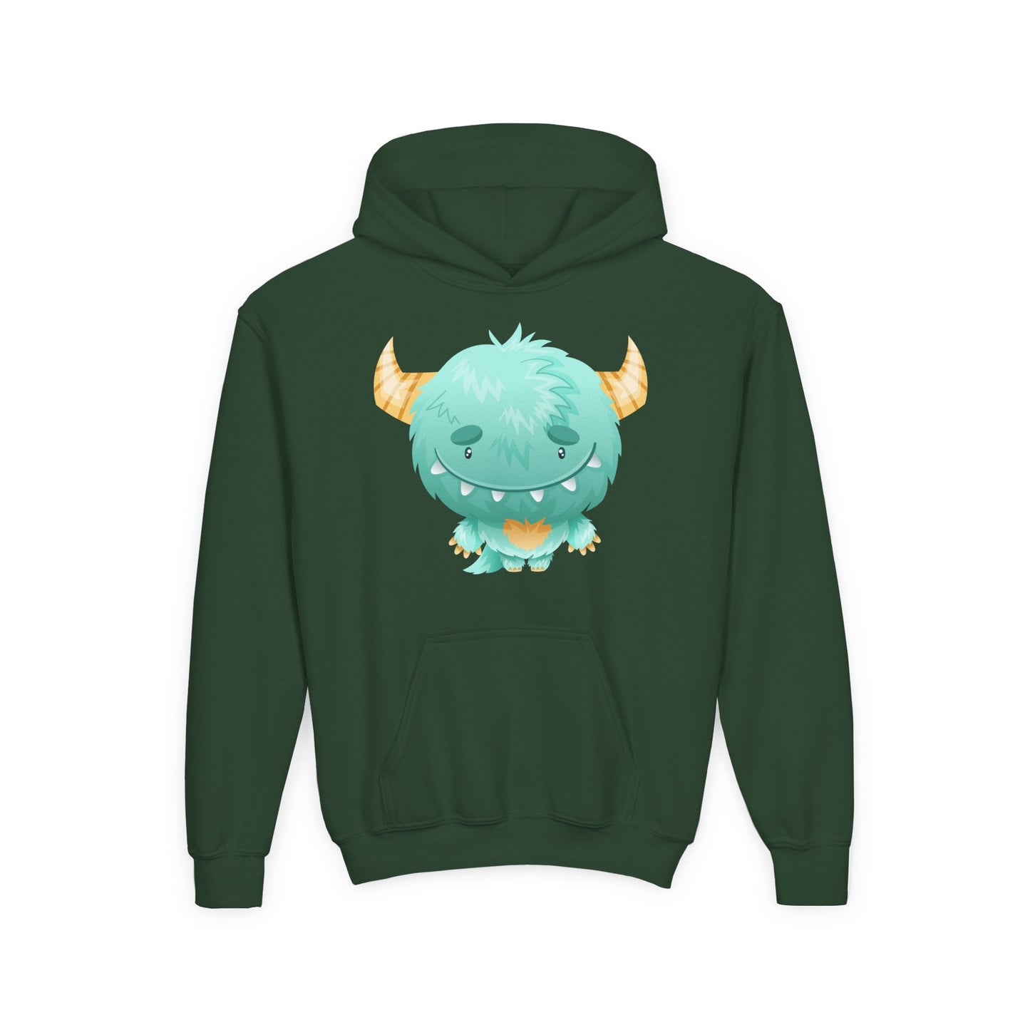 Youth Heavy Blend Hooded Sweatshirt - Cute green baby monster