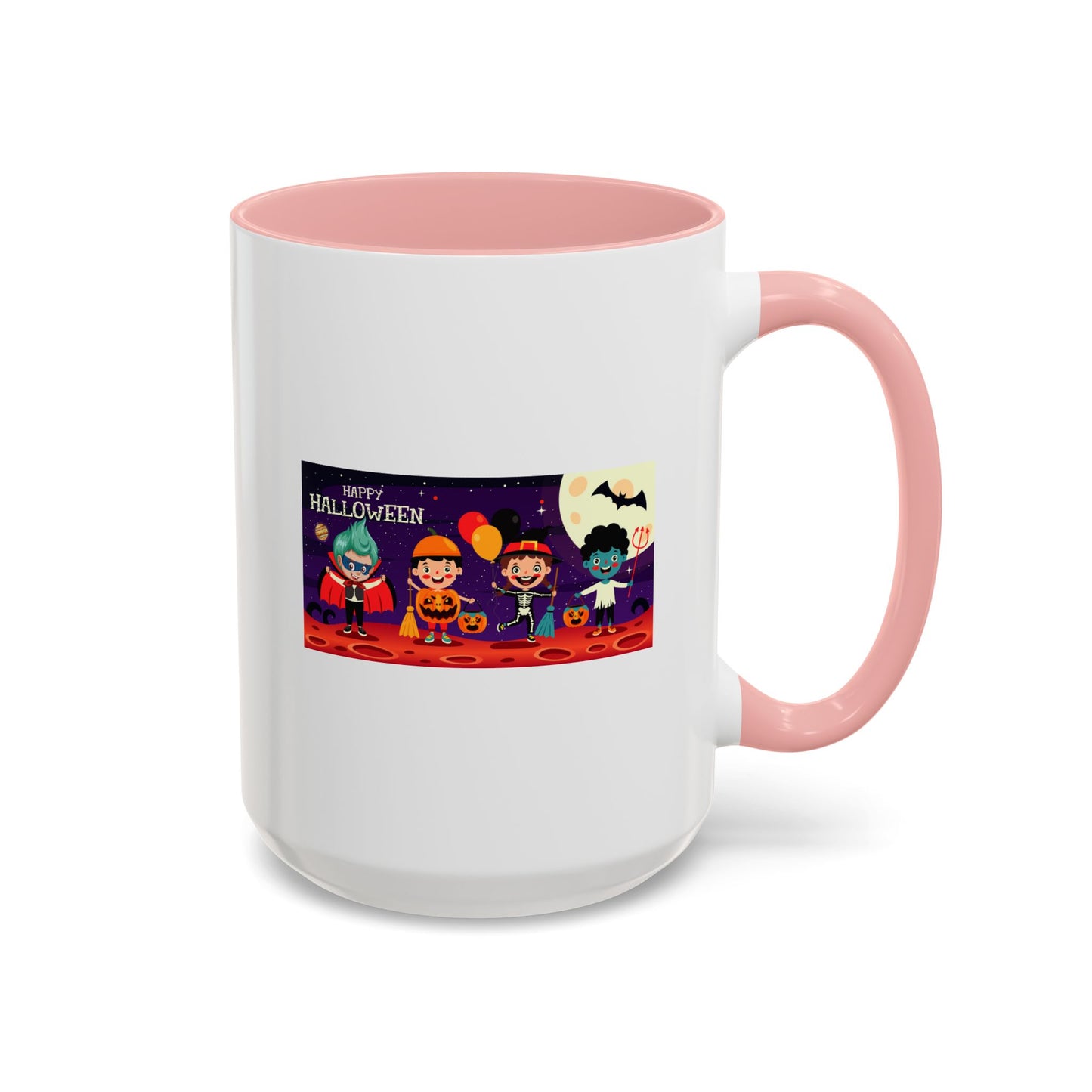 Accent Coffee Mug - Super kiddo with friends on holloween