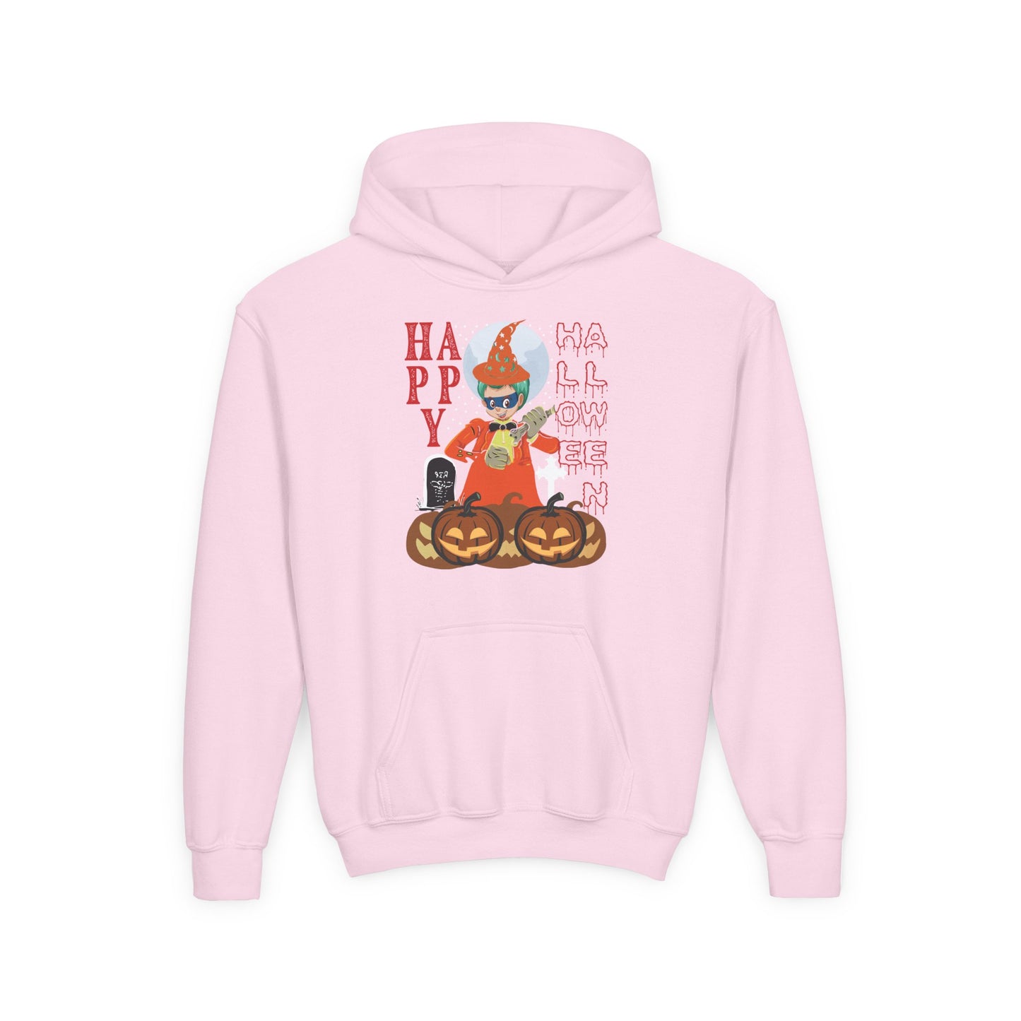Youth Heavy Blend Hooded Sweatshirt - Holloween design by super kiddo