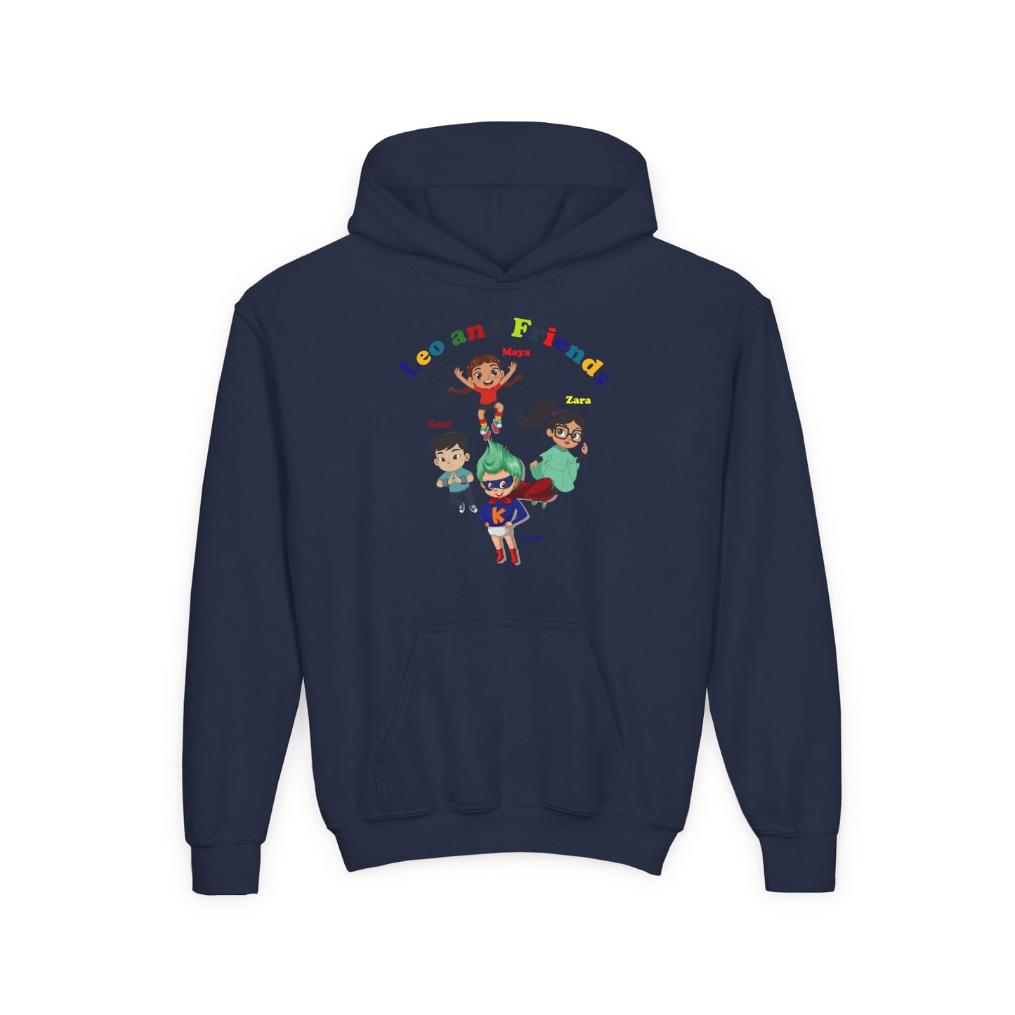 Youth Heavy Blend Hooded Sweatshirt - Leo & Friends - Learning and growing