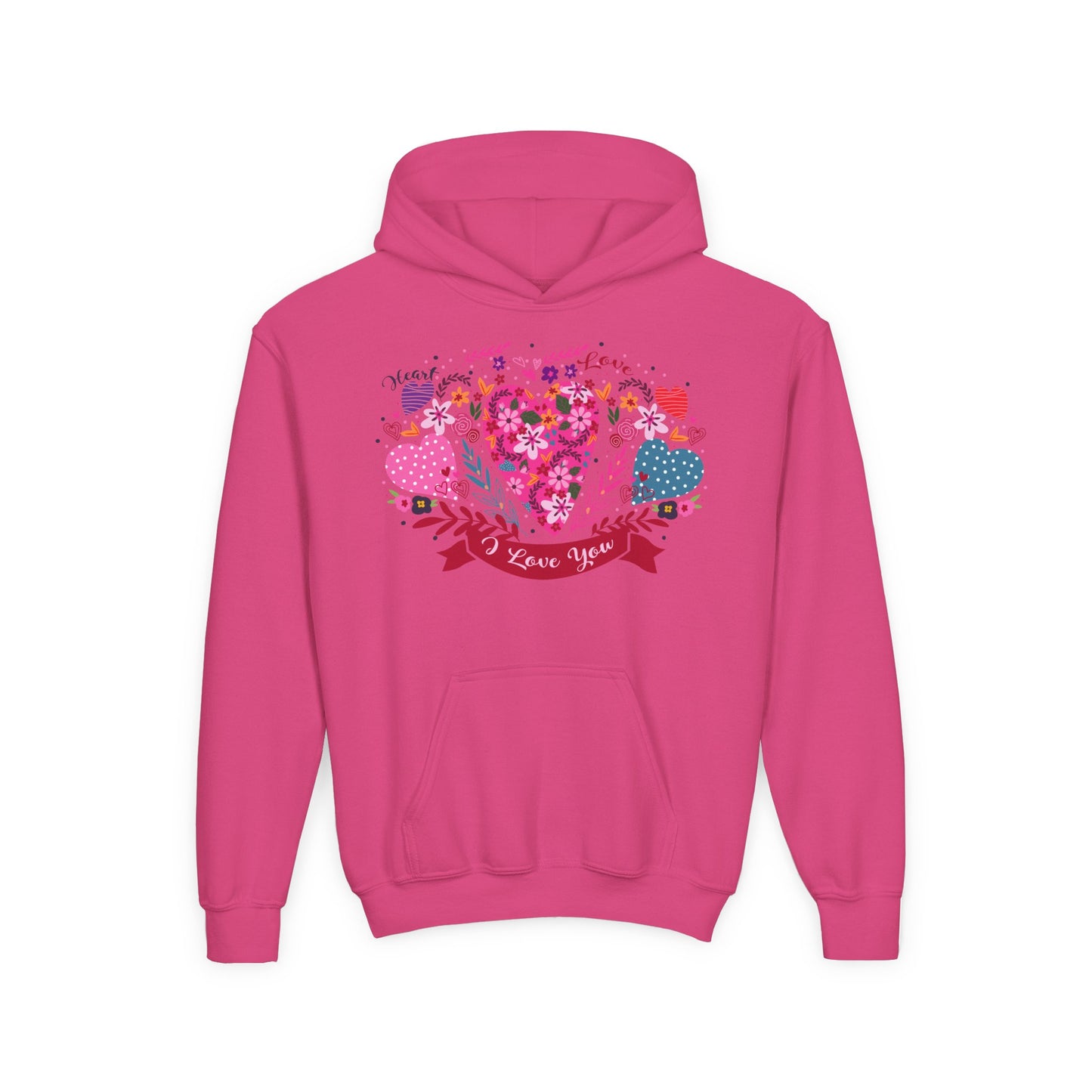Youth Heavy Blend Hooded Sweatshirt - I love you