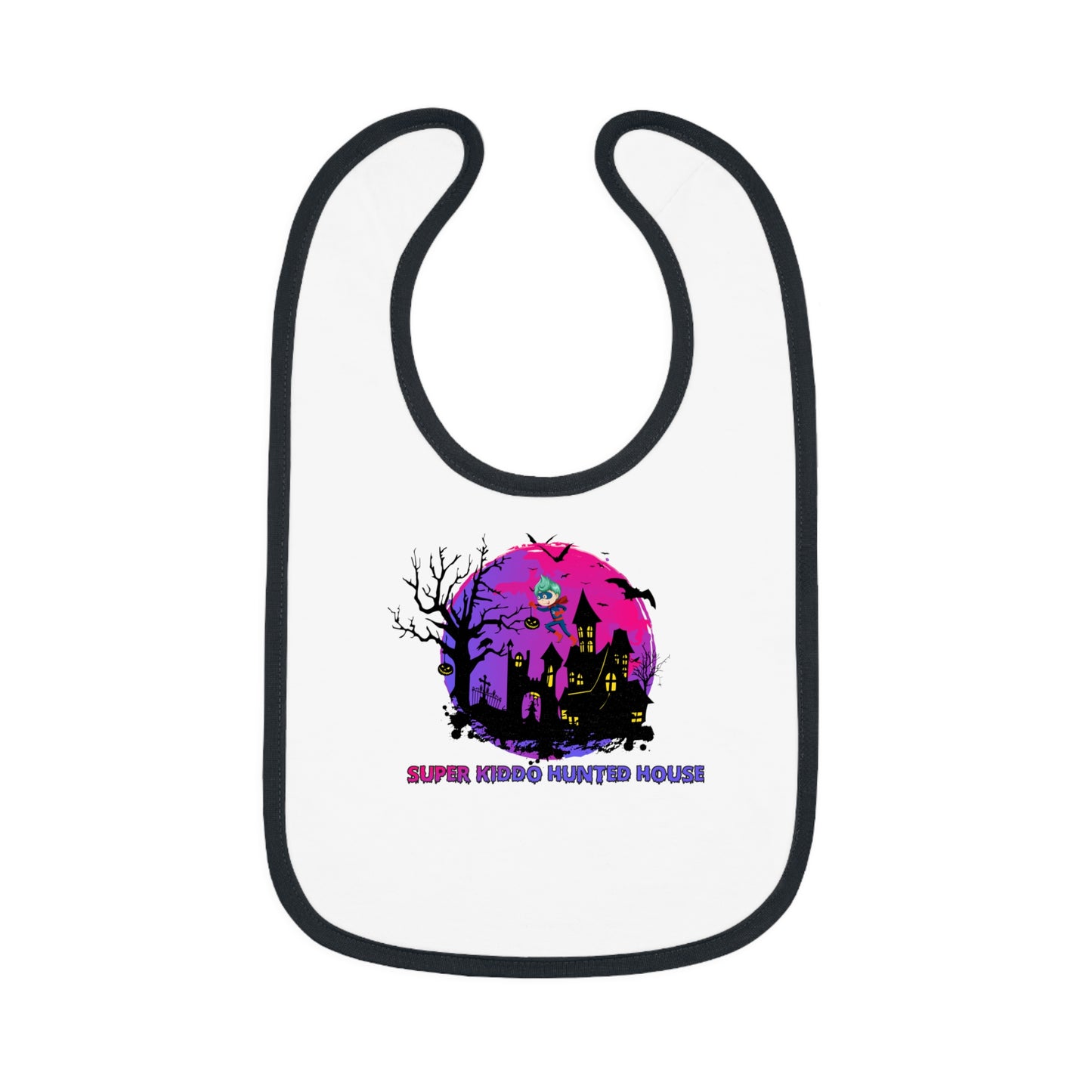 Baby Bib - Super kiddo flying on hunted house