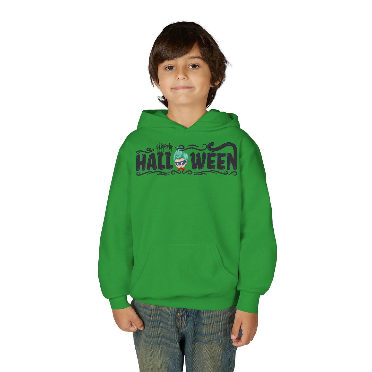 Youth Heavy Blend Hooded Sweatshirt - Happy halloween by super kiddo