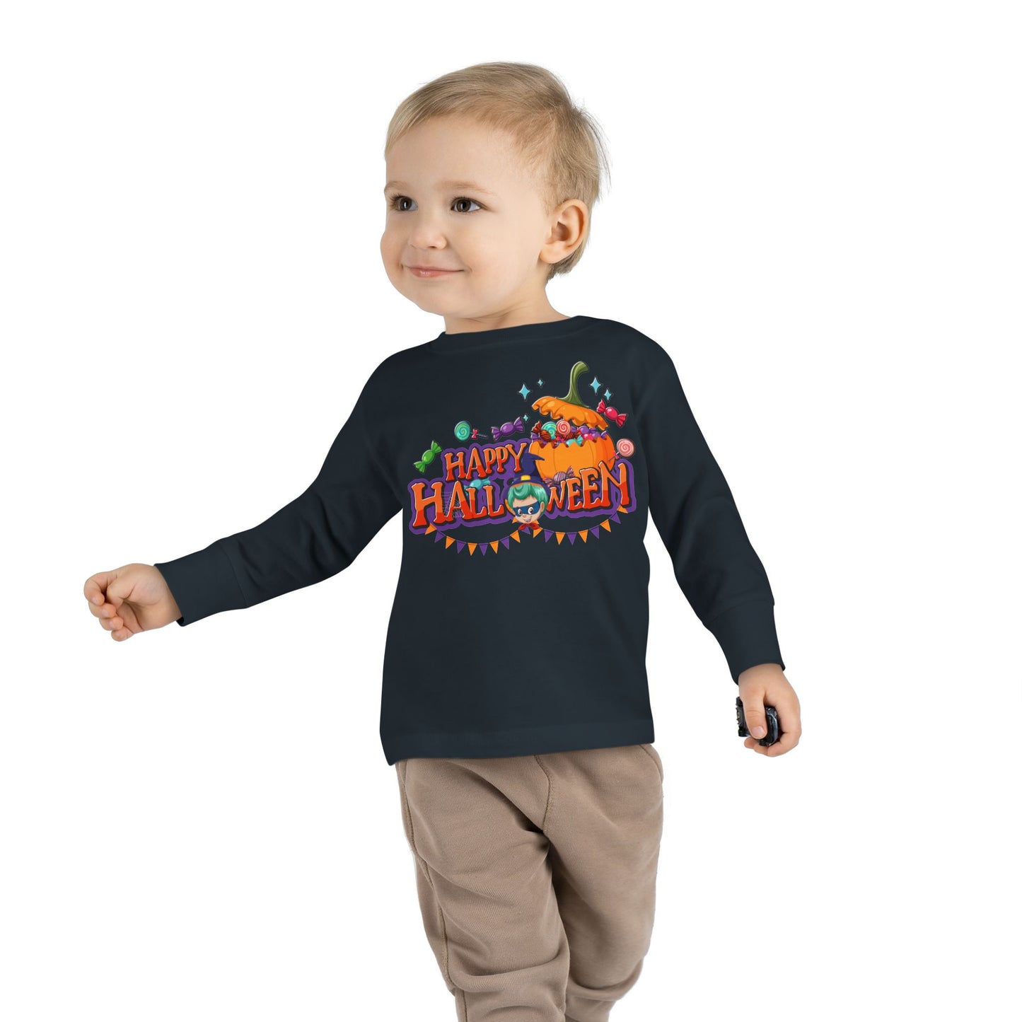 Toddler Long Sleeve Tee - Happy halloween banner