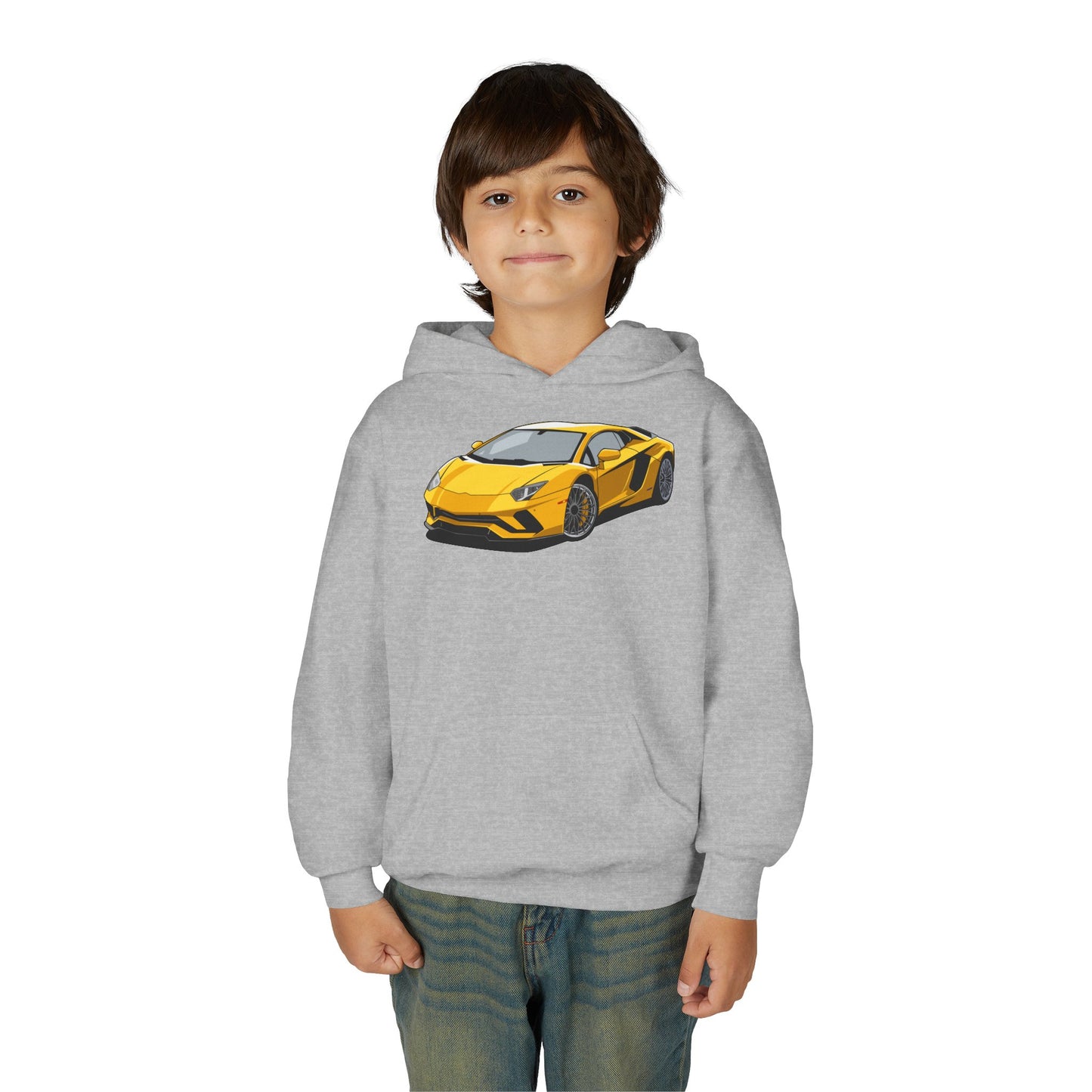Youth Heavy Blend Hooded Sweatshirt - Yellow super car