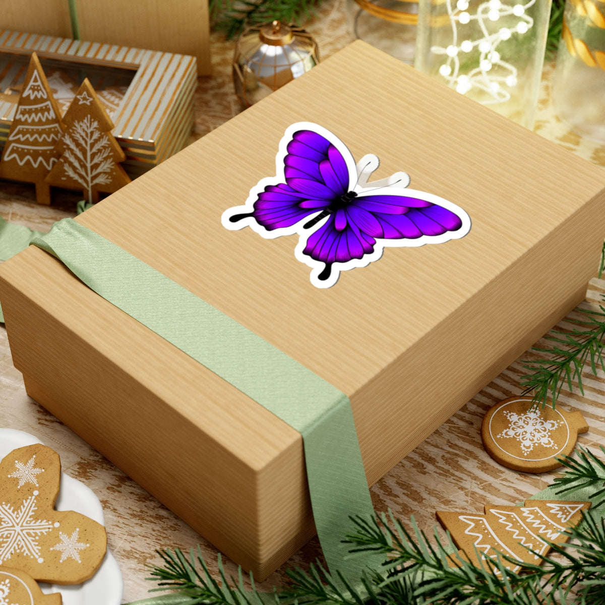 Kiss-Cut Vinyl Decals - Tropical purple butterfly